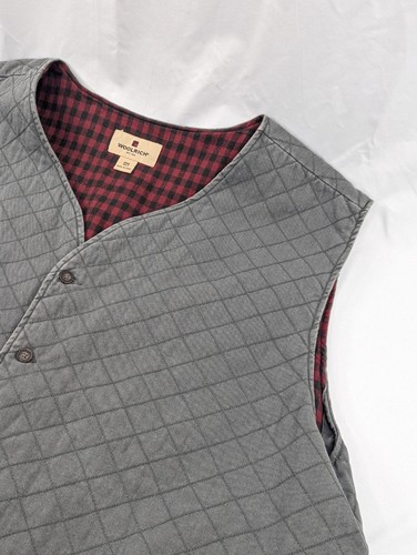 Vintage Woolrich Heavy Cotton Quilted Gray Vest Flannel Lined Saddle Size 3XL - Picture 3 of 8
