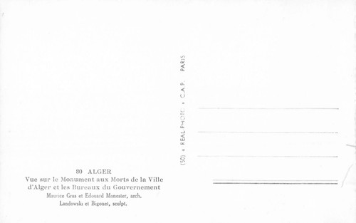 Postcard Alger Algeria View of the City War Memorial Real Photo - Picture 2 of 2