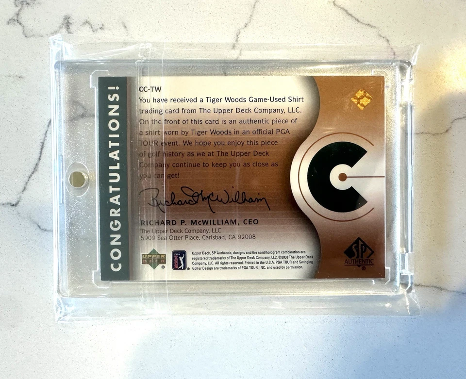 2003 SP Authentic TIGER WOODS Game Used Shirt Relic Course Classics🔥PGA - Image 2 of 2
