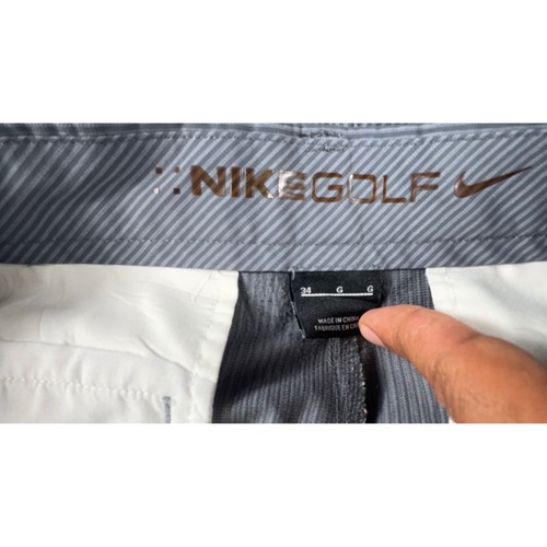 Pantalones Cortos de Golf Nike Para Hombre 34 Rayas Gris Swoosh Rendimiento Informales Preppy - Imagen 6 de 7