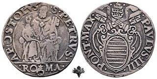 STATO PONTIFICIO Roma Testone Papa Paolo IV (1555 1559) ARGENTO