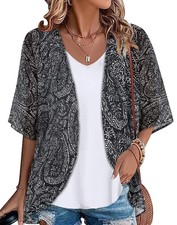 Women's Kimono Beach Coverups Sheer Chiffon Cardigan Casual Loose Open Front ...