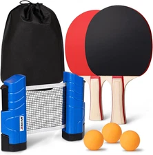 XGEAR Anywhere Ping Pong Equipment to-Go Includes Retractable Net Post, 2 Ping P