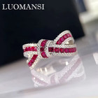 Natural Ruby Bow Ring – S925 Sterling Silver Romantic Fine Jewelry for Women
