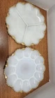 2 Vintage Anchor Hocking Deviled Egg Plate Milk Glass Dish w/Gold Trim
