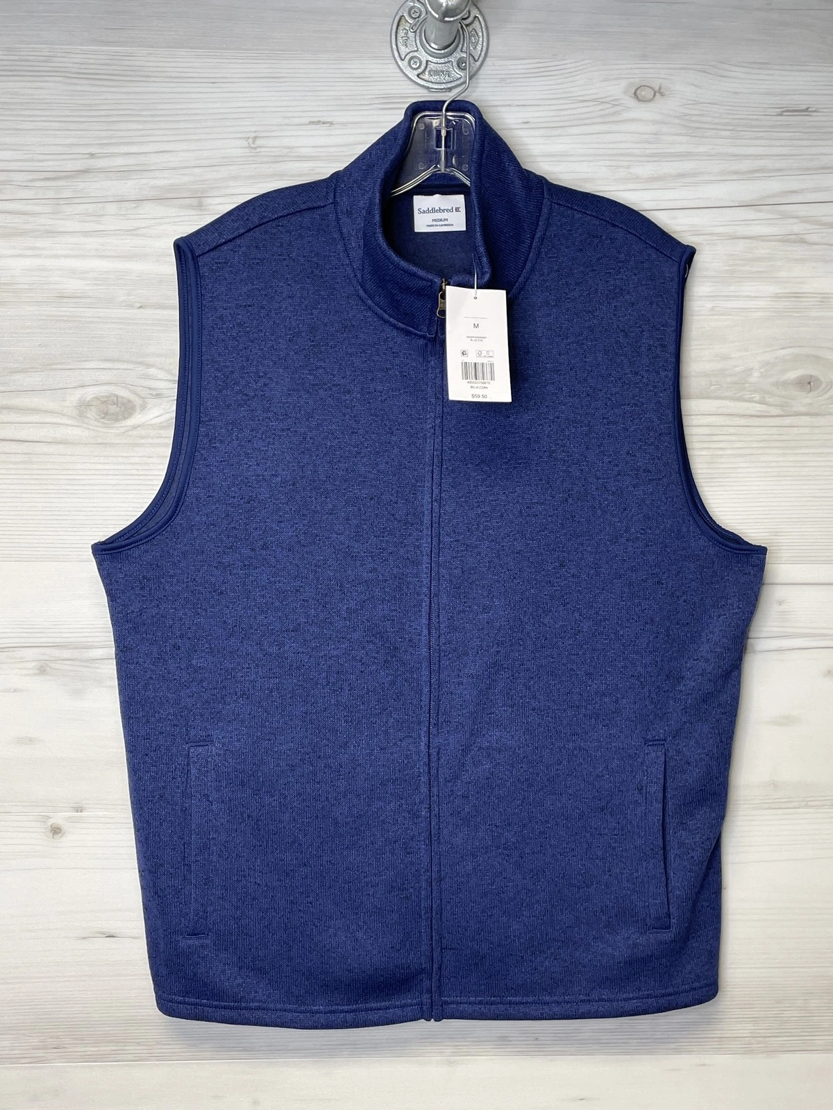 Saddlebred Vest Mens Medium Blue Eve Full Zip Sleeveless Premium Fleece New Tag