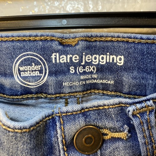Wonder Nation Flare, Jagging, Size 6/6X Girls Embroidered Jean Perfect Condition - Picture 8 of 8