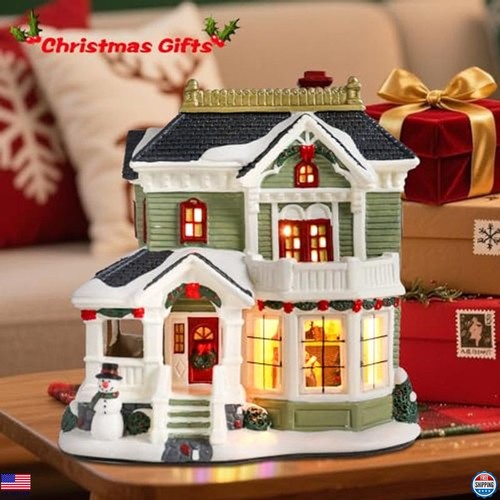 VCUTEKA Casa de Pueblo de Navidad de Cerámica con Luces LED - Decoración de Pan de Jengibre - Imagen 7 de 7