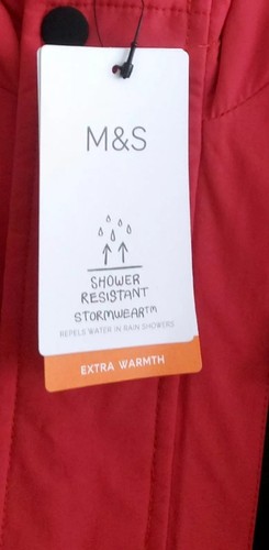 M&S Stormwear Extra Warmth Shower Resistant Boys Jacket Red Size 4-5 Years BNWT - Picture 5 of 8
