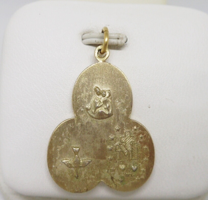 St. Christopher Sacred Heart Mary Creed Sterling Pendant Charm Gold Religious Nowa cena specjalna
