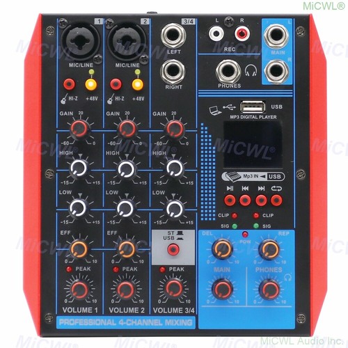 AG4 USB Sound Card Bluetooth Mixing Console 4 Microphone Ch Mixer 4-Input 2-Bus - Picture 6 of 8