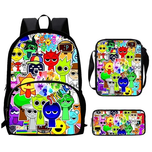 Sprunki-3PC Child School Bags Shoulder Bags Pencil Bags kids Backpack travel bag - Picture 49 of 56