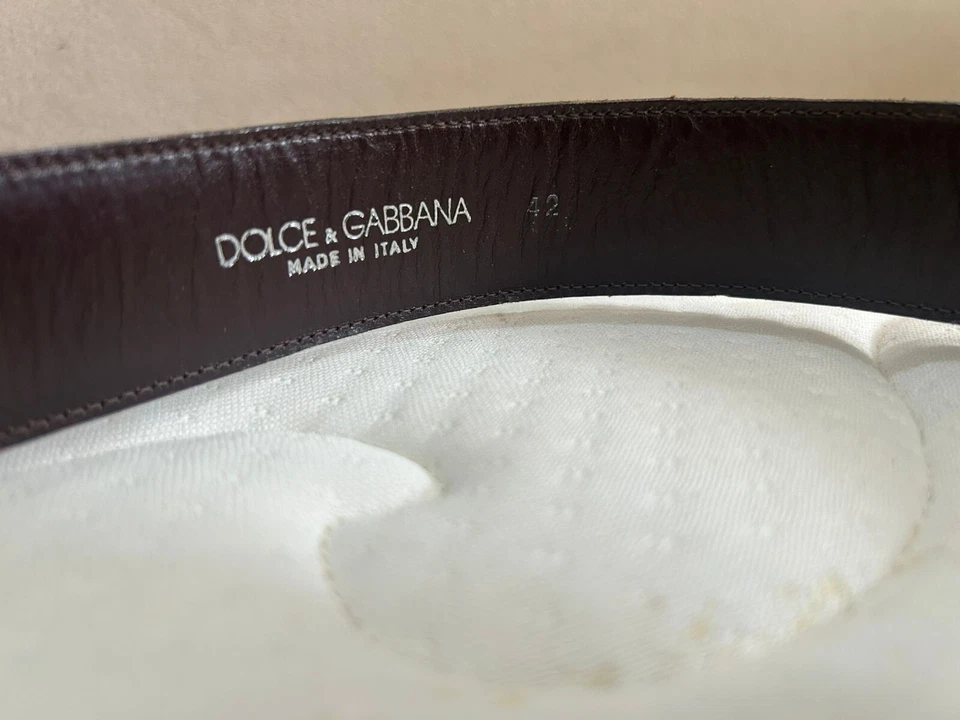 S10# Cinturón Dolce Gabbana Cuero Marrón para Hombre Hecho en Italia Longitud: 29 Pulgadas Foto 2 de 4