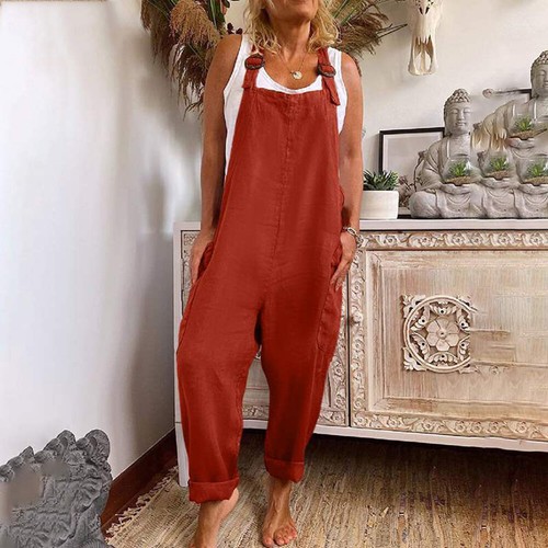 Womens Overalls Dungarees Summer Loose Trousers Ladies Baggy Jumpsuit Playsuit - Picture 2 of 95