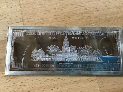 2000 Commemorative $100 Federal Reserve Note Proof Silver Art Bar P2575 - Picture 12 of 13