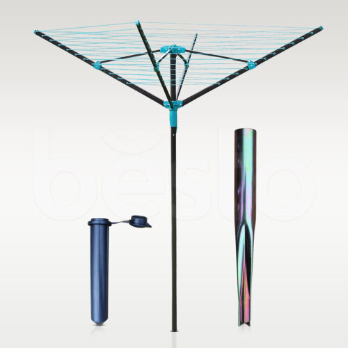 4 Arm Clothes Line Rotary Washing Line Outdoor Ground Spike Airer Dryer Cover - Picture 10 of 11