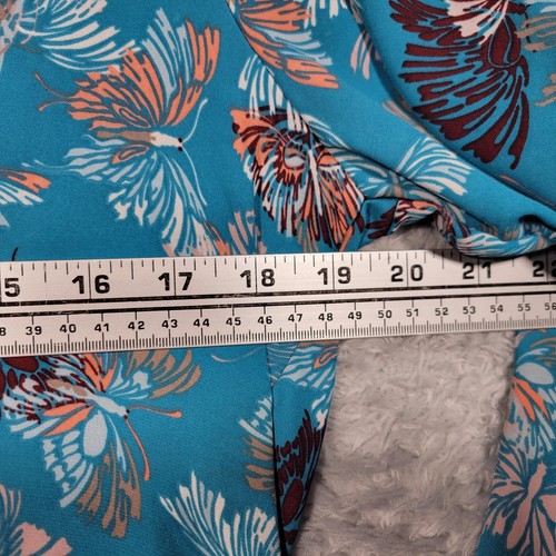 American Rag Shirt Womens Medium Teal Blue Butterfly Tunic Keyhole Back - Picture 2 of 9