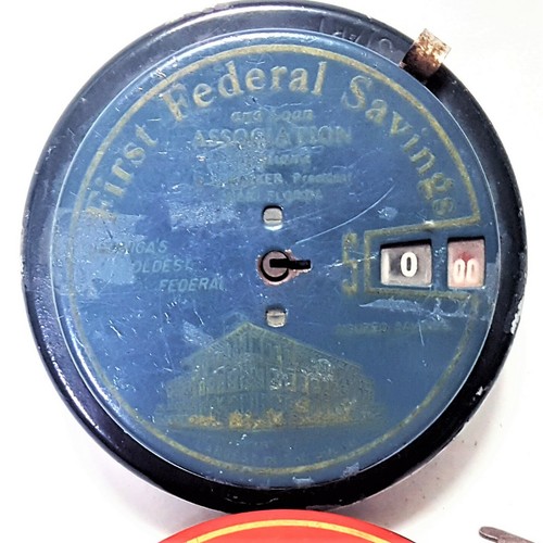 Vintage Add-A-Coin Bank Mutual Benefit Insurance & First Federal Loan & Key 40's - Picture 4 of 12