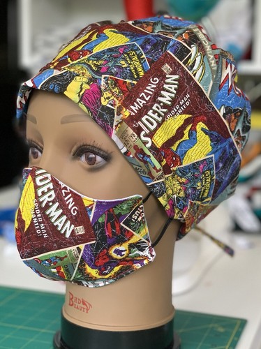Marvel Super Heroes Medical Scrub Hat/Cap Set Patter Mens - Picture 4 of 5