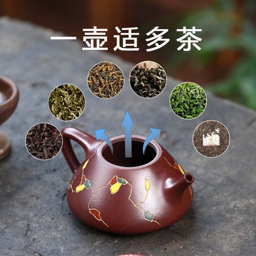 Yixing famous high-end purple clay pot Kung Fu teapot handmade stone scoop pot - Picture 4 of 16