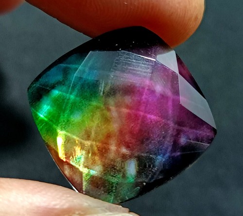 Piedra preciosa suelta certificada doblete orgánico similar al ópalo ammolita natural de 21,75 quilates - Imagen 4 de 6