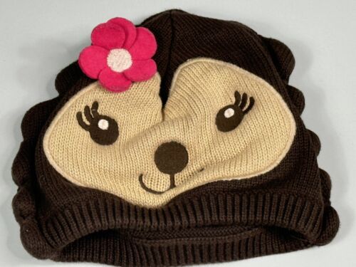 TODDLER Knit Beanie GIRLS GYMBOREE STYLISH BROWN w/FLOWER HAT SIZE 2T 3T