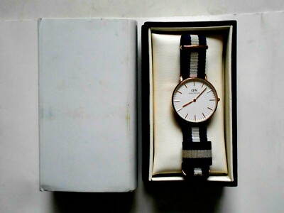 Daniel Wellington Gold Case Watch with Navy and White Strap watch-daniel-wellington-rose-  main image 2