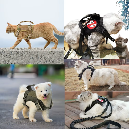 Tactical Cat Harness for Walking Escape Proof Adjustable Pet Vest Harness Soft M - Picture 7 of 13