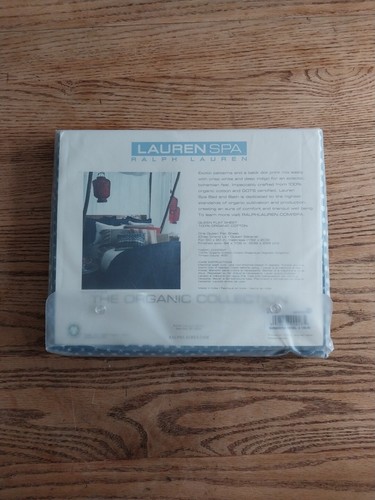 NWT LAUREN SPA Ralph Lauren ORGANIC COLLECTION QUEEN FLAT SHEET Blue Print 400Ct - Picture 2 of 4