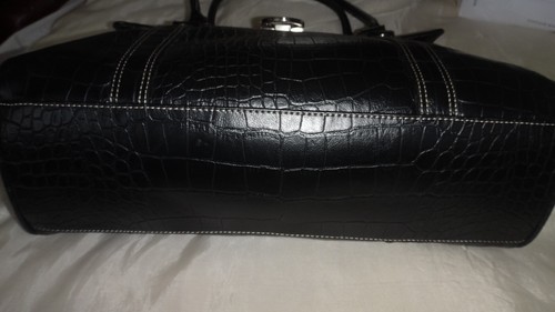 Bolso de hombro grande vintage Charlotte Reid con patrón cocodrilo negro - Imagen 18 de 22