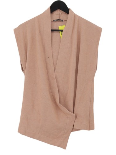 Zara Damen Strickjacke M hellbraun Viskose mit Elasthan, Polyester V-Ausschnitt Cardigan