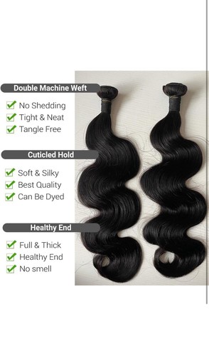 Body Wave 12 14 16 Human Hair Bundles with 5x5 HD Lace Closure 10” - Picture 3 of 6