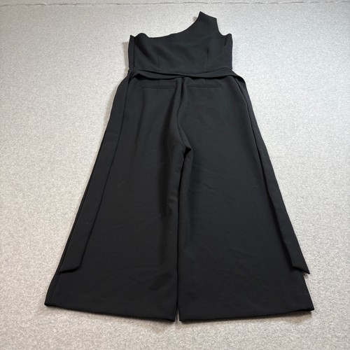 Banana Republic Jumpsuit Women 4 Black Wide Leg One Shoulder Cropped Belted Tie - Picture 2 of 8