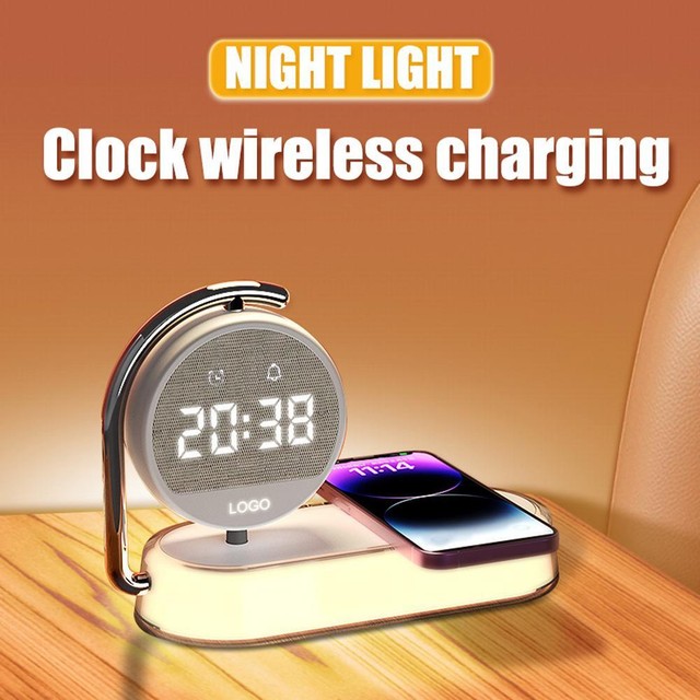 3 in 1 Night Light Alarm Clock Dimmable Table Lamp 15W Charger w/ Wireless B8L7 3 in 1 Night Light Alarm Clock Dimmable Table Lamp 15W Charger w/ Wireless B8L7