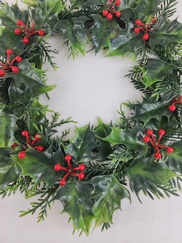 Vintage Wall Christmas Holly Berry Candle Ring Wreath Centerpiece - Picture 3 of 4