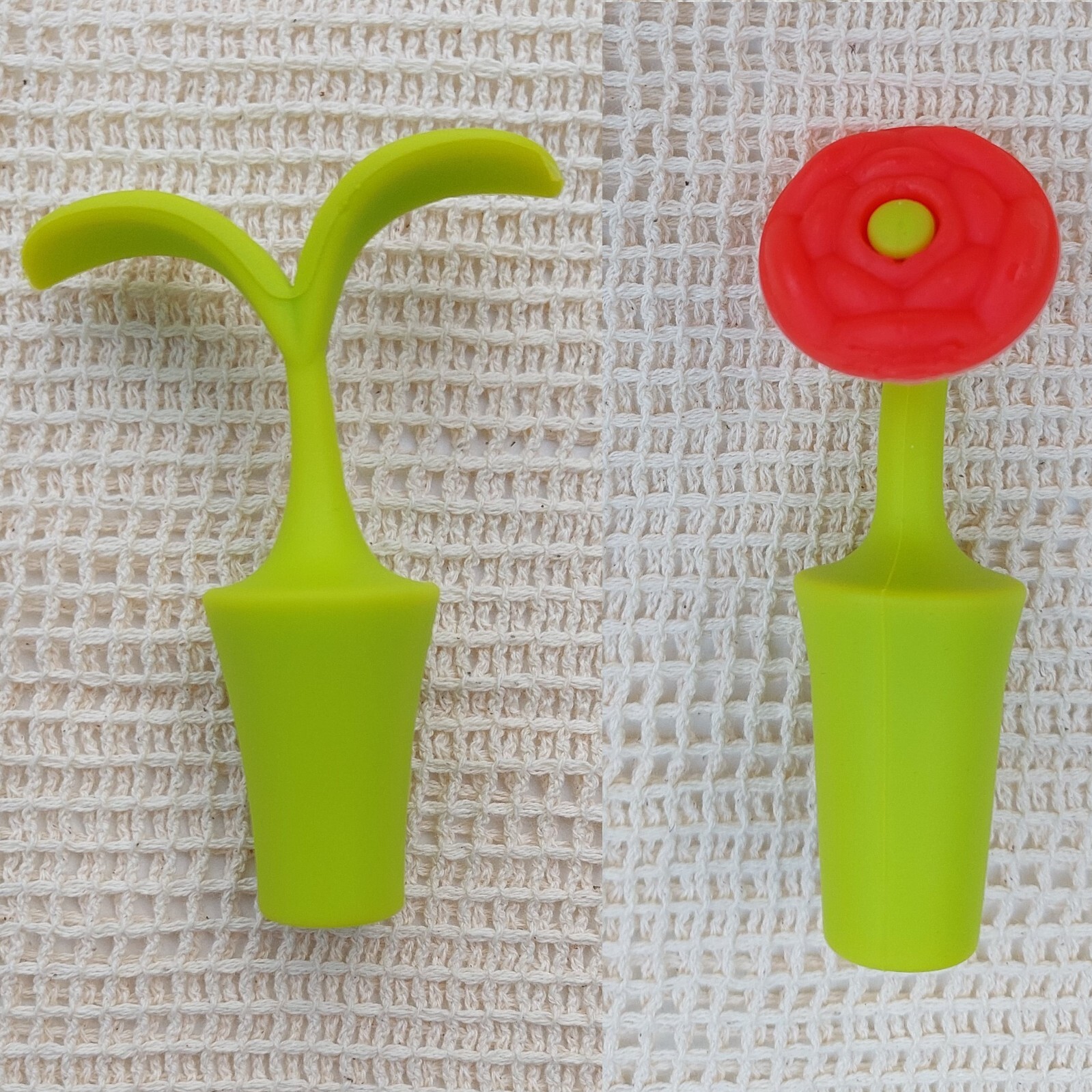 Silikon Flaschenverschluss Wein Gummi-Korken Blume Pflanze bunt Stöpsel Stopfen