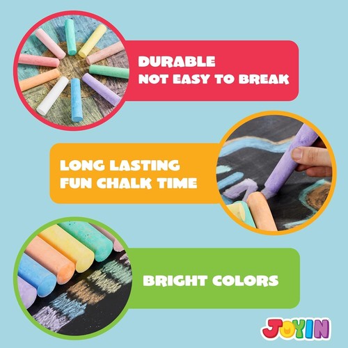180/144/108 Pack Chalk Sidewalk Washable Assorted Colors Anti-Roll Bright Bold - Picture 3 of 11