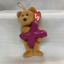 TY Alphabet Beanies Letter X Bear 6"...NWT Hanging Ornament