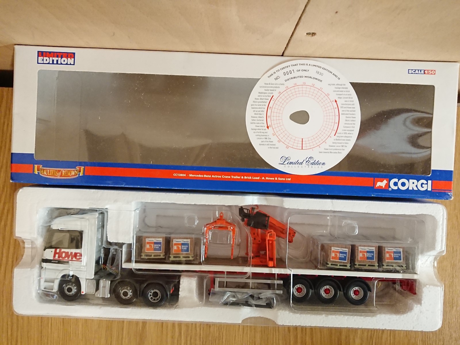 Corgi cc13804 Mercedes actros grúa grúa grúa y ladrillos Howells Ltd., Nº 0001 de 1830 Corgi cc13804 Mercedes actros grúa grúa grúa y ladrillos Howells Ltd., Nº 0001 de 1830