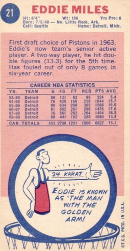 Tarjetas de baloncesto Topps 1969 - Imagen 125 de 125