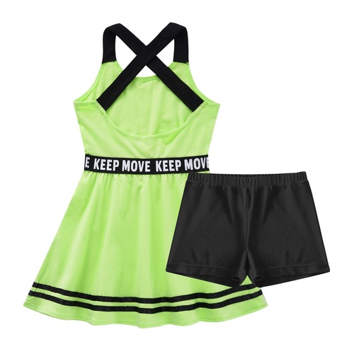 Kids Girls Sports Suit 2Pcs Tracksuit Golf A-line Dress With Shorts Set Gym - Picture 16 of 65