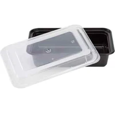  50/pack 24oz Black Rectangular Food Prep and Storage Containers with Clear Lids