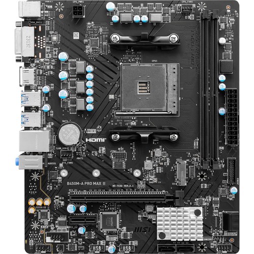 MSI B450M-A PRO MAX II AMD AM4 mATX DDR4 AMD Ryzen 5000 Gaming Motherboard - Picture 3 of 6