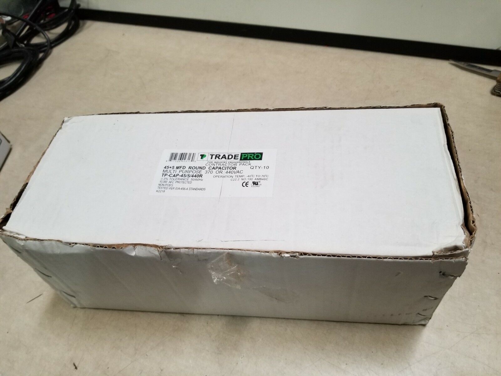 TRADEPRO 45//5 MFD 370//440 VOLT Round DUAL RUN CAPACITOR 45//5//440