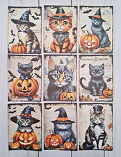 9 Halloween Cats Handmade Pocket Letter Cards Scrapbooks Junk Journals Crafts