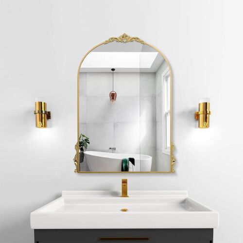 24X32 Inch Vintage Gold Mirror | French Baroque & Antique Arched Mirror for Wall - Picture 9 of 19