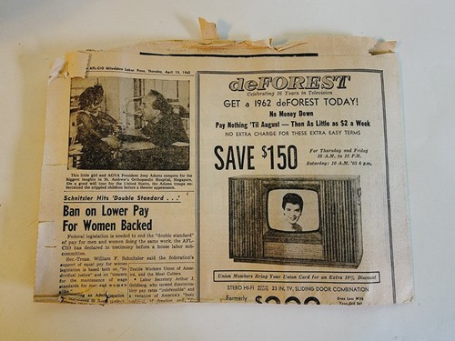 Milwaukee Labor Press Newspaper - Apr 19 1962, 1 Sheet, Women Pay, Medicare, Ads - Picture 2 of 7