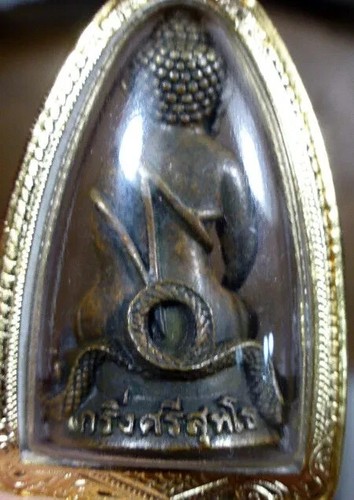 Bronze THAI PHRA KRING SRI SUTTHO NEUA SATTA LOHA BUDDHA AMULETT LANG PHOR KAMBU  - Bild 5 von 12