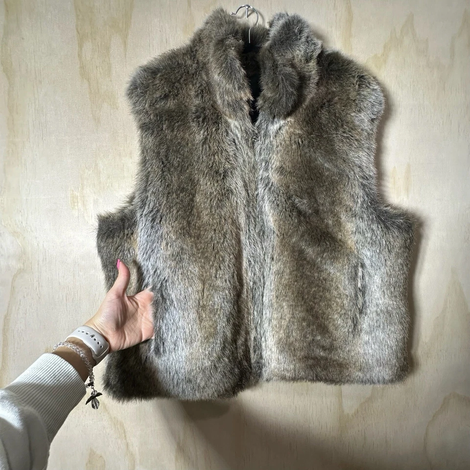 Blassport女式XL人造毛皮开衫背心双面西部Glam Rodeo摇滚 — 第 2/4 张图片