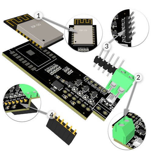 Tasmota EI-OT ESP8266 ESP-12S 5V Smart Home WLan 4 canales relé módulo kit conjunto - Imagen 4 de 10